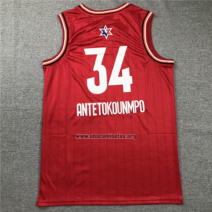 Camiseta All Star 2020 Milwaukee Bucks Giannis Antetokounmpo NO 34 Rojo